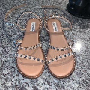 “Travel tan” Steve Madden wrap sandals